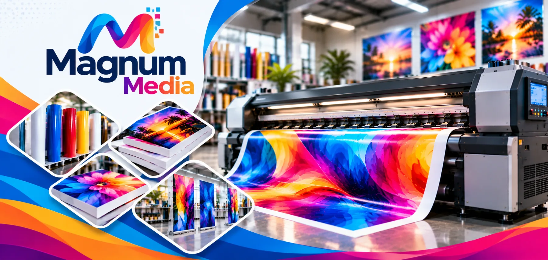 A print professional operating large format printing equipment